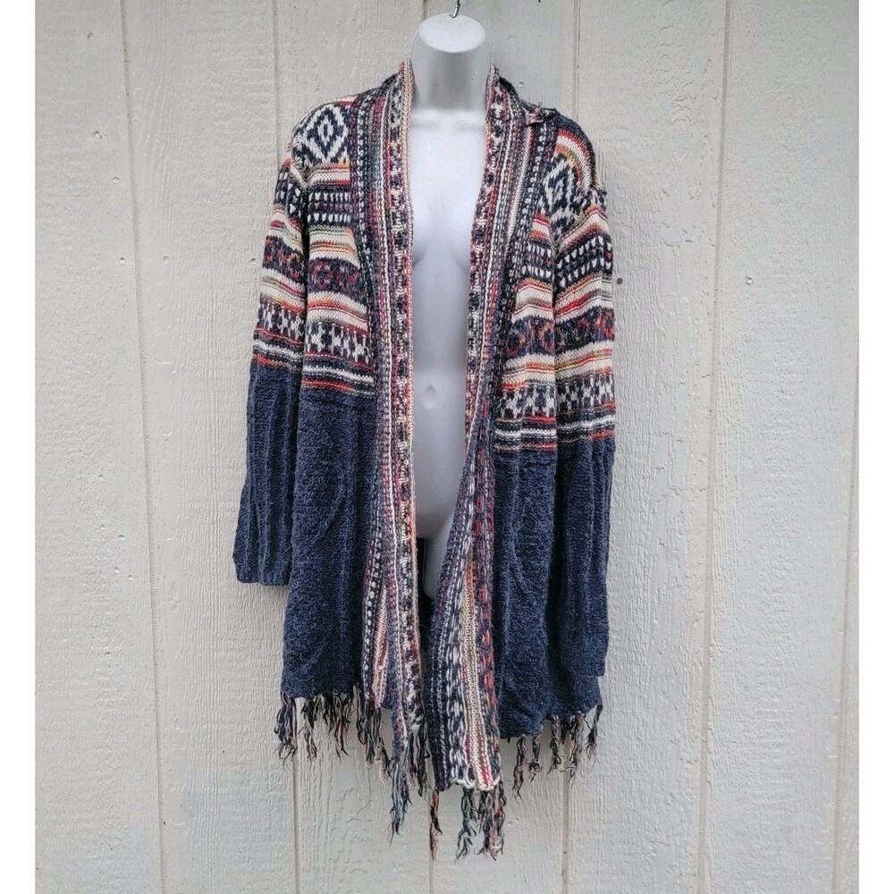 Adora Fringe Knit Cardigan Sz 1X/2X Aztec Southwestern Duster Sweater